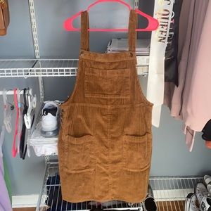 Suede overall dress